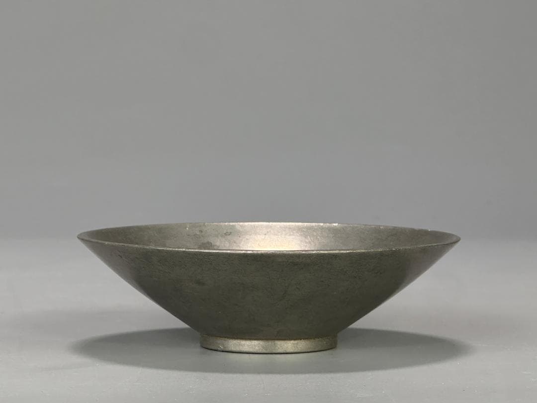 煎茶道具　古錫製　茶托　茶器　錫屋　在銘　時代茶托