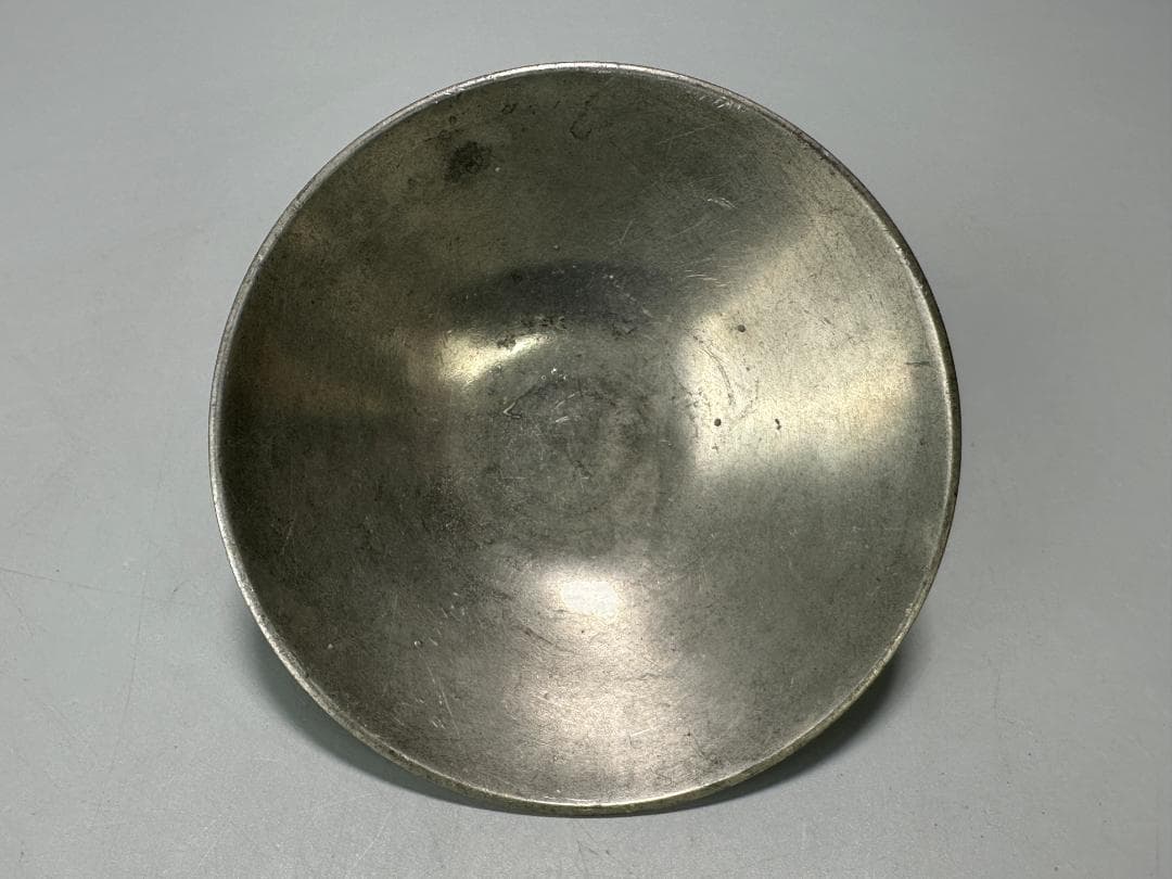 煎茶道具　古錫製　茶托　茶器　錫屋　在銘　時代茶托