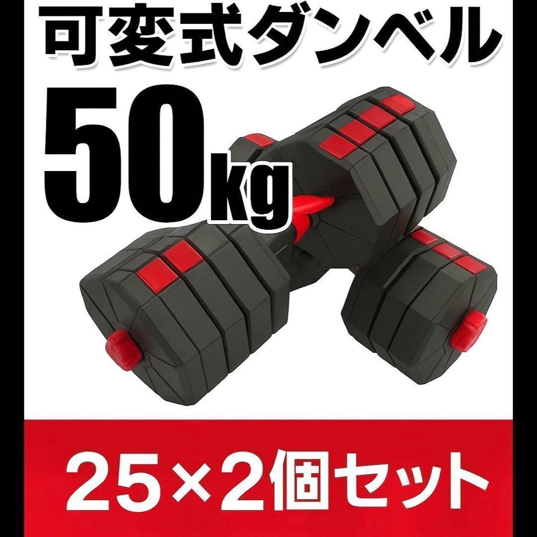 【角型プレート】計50kg バーベルにもなるダンベル 25kg×2個セット A6