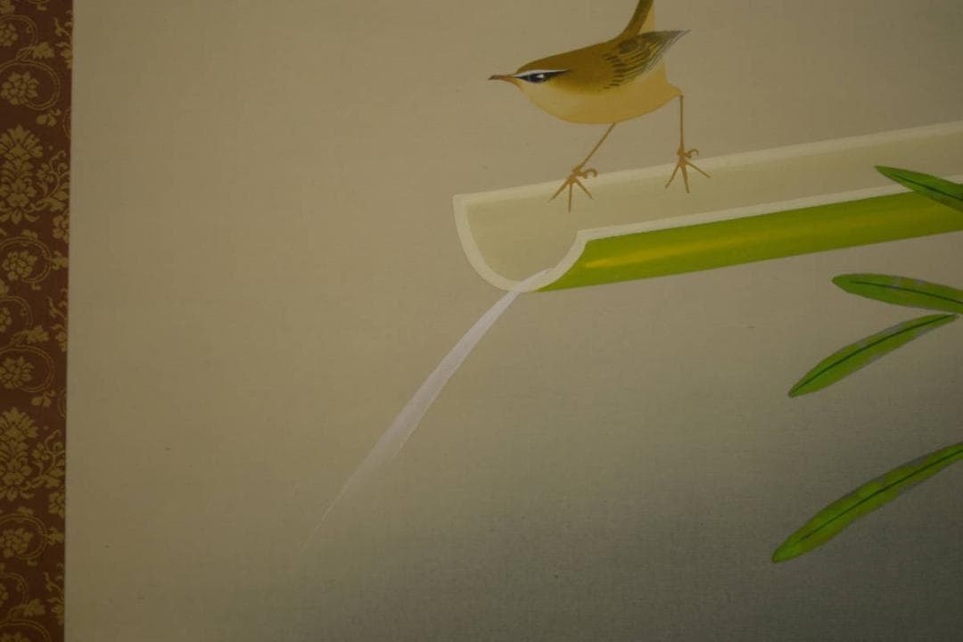 真作/清風/早春/小禽図/桐共箱付/布袋屋掛軸HI-807