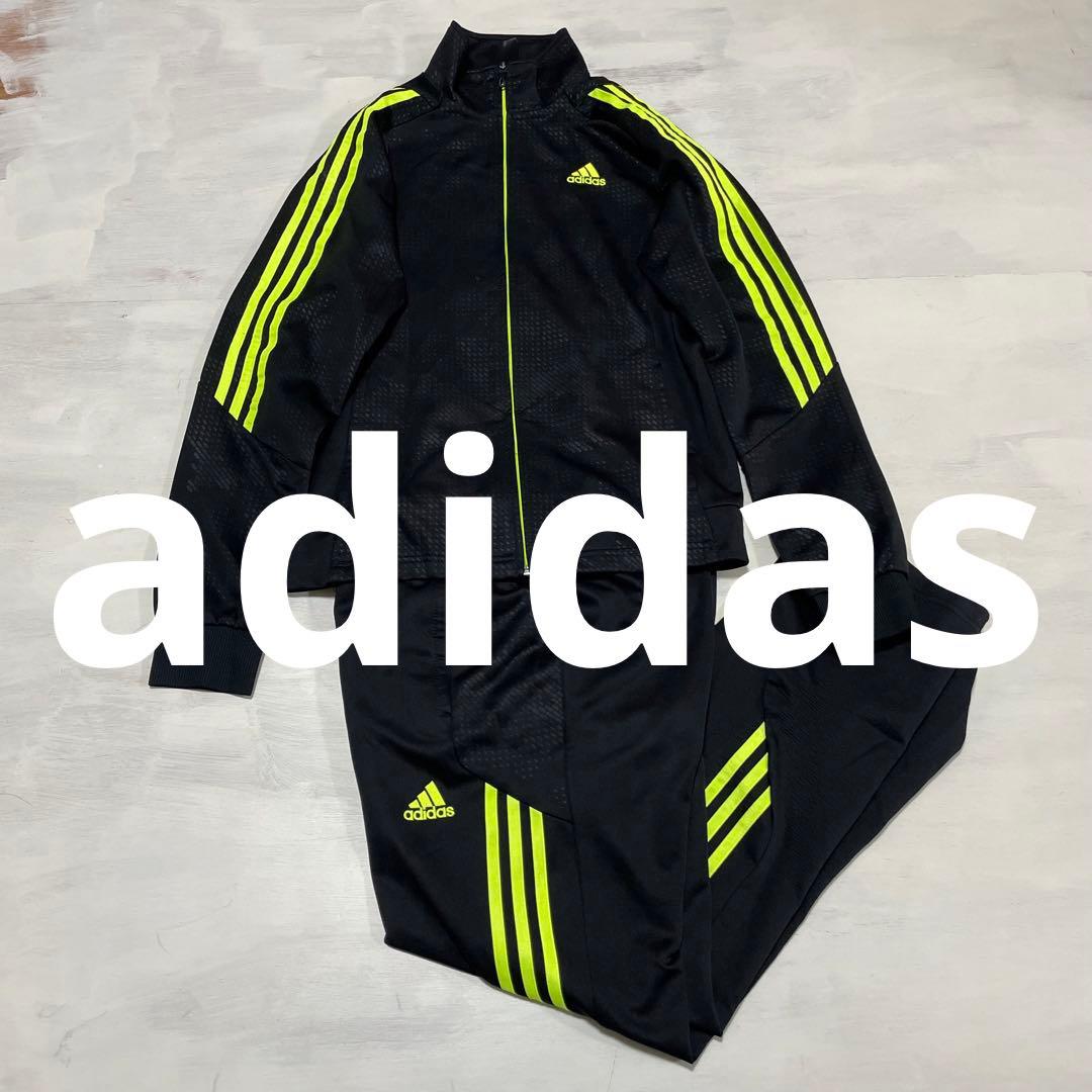 adidas トラックジャケット　セットアップ　 黒×イエロー