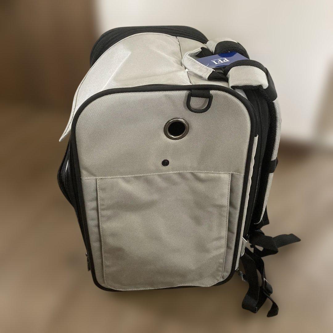 ペットキャリーバッグ カンボウプラス メッシュパネル付き グレー