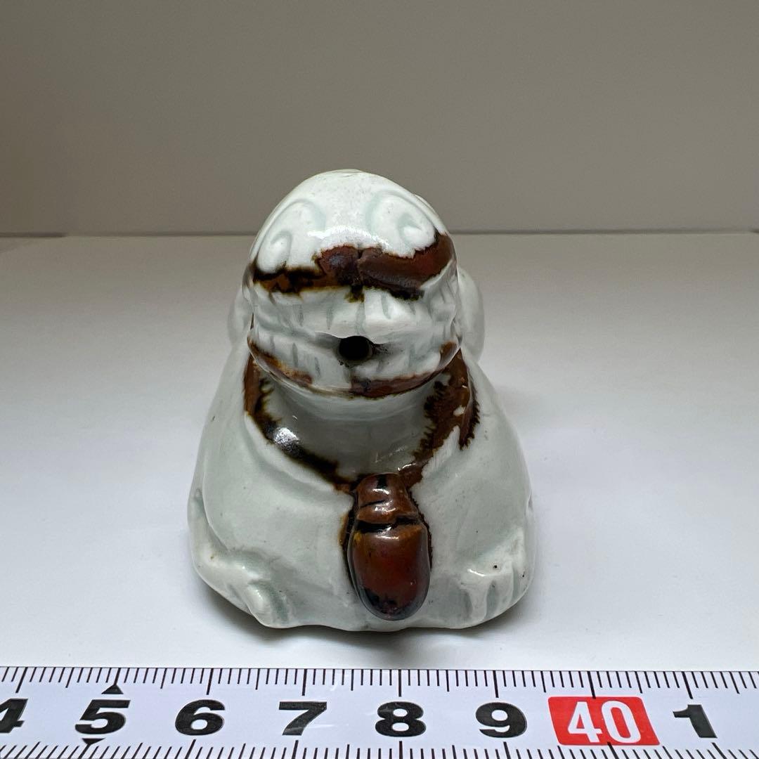 李朝白磁　鉄砂兎形硯滴　共箱　幅約9.5㎝　東Y7-0910⭐︎2Fトトヒ