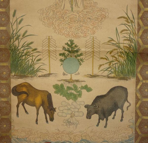 稀少 1923年 鳥海山 大物忌神社 大物忌大神御神影 宮曼荼羅 紙本 掛軸