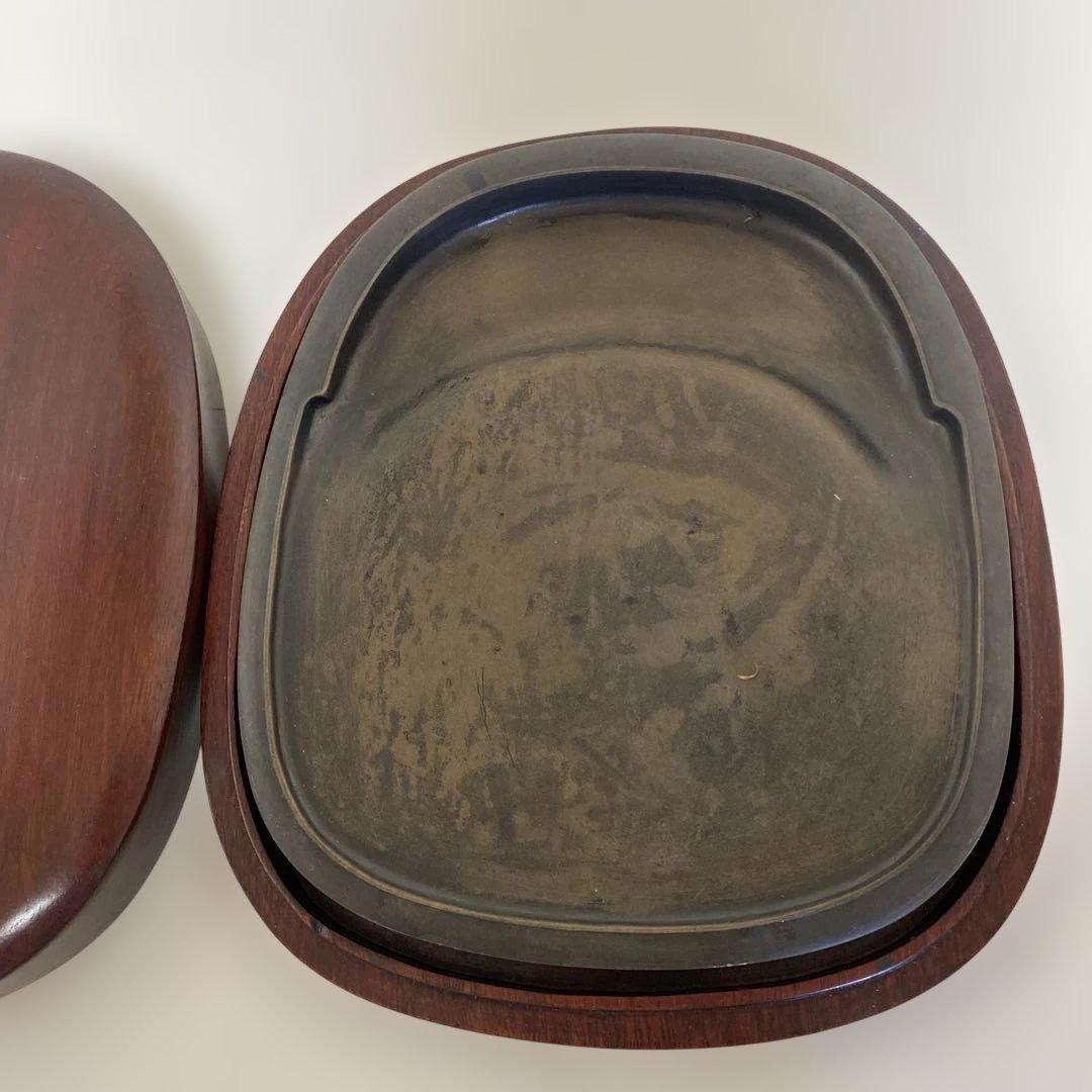 ☆中古☆端渓硯　硯　中国　約26x23cm 蓋付き　1-3460