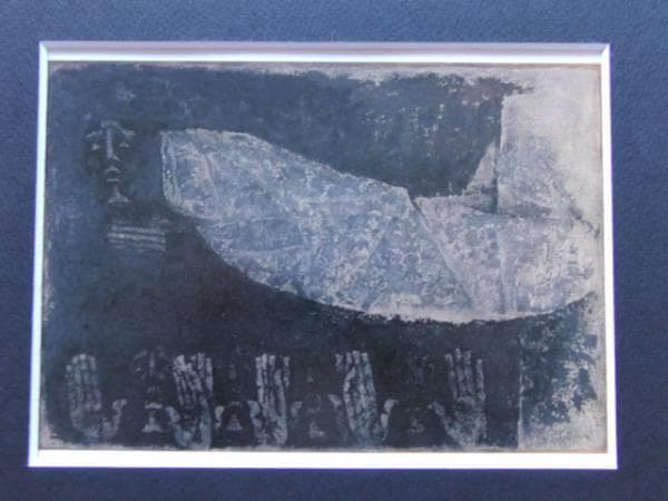 香月 泰男、雪、版上刷サイン入、希少な額装用画集より、新品高級額装付