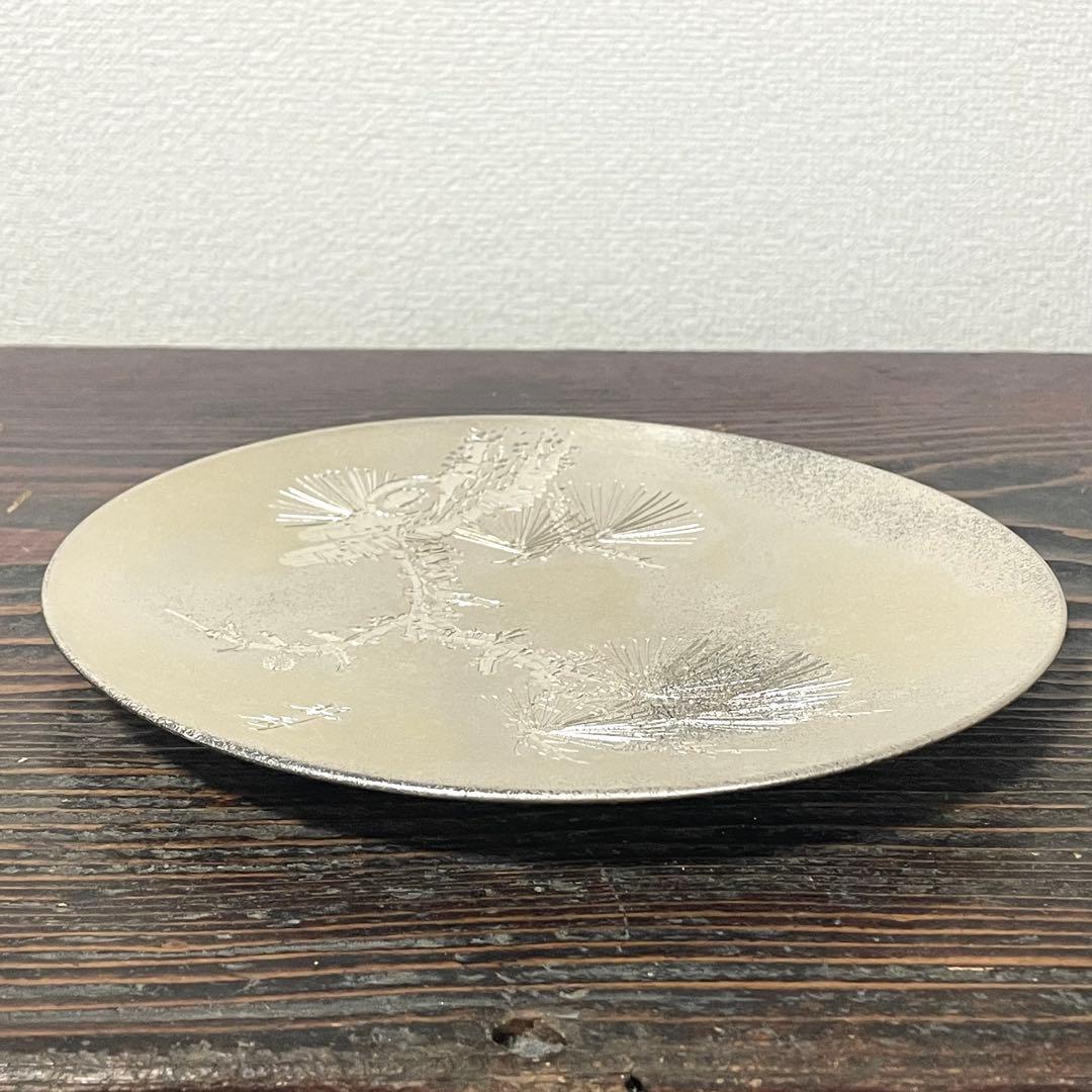 純銀製 銀皿 約240g 純銀和光 在銘 静秀 つぶし 現状品 検）銀杯 銀盃