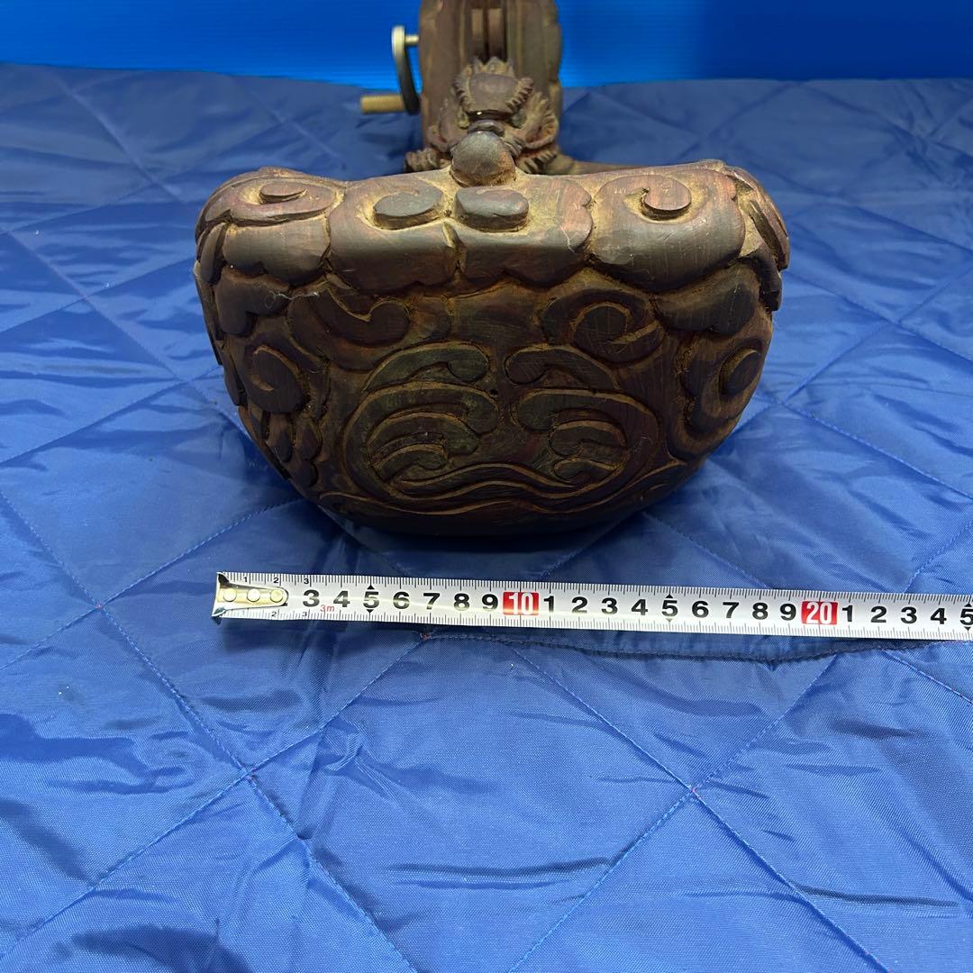 蔵出品① 木彫り 龍 墨壺 すみつぼ 墨壷 墨つぼ 工芸品