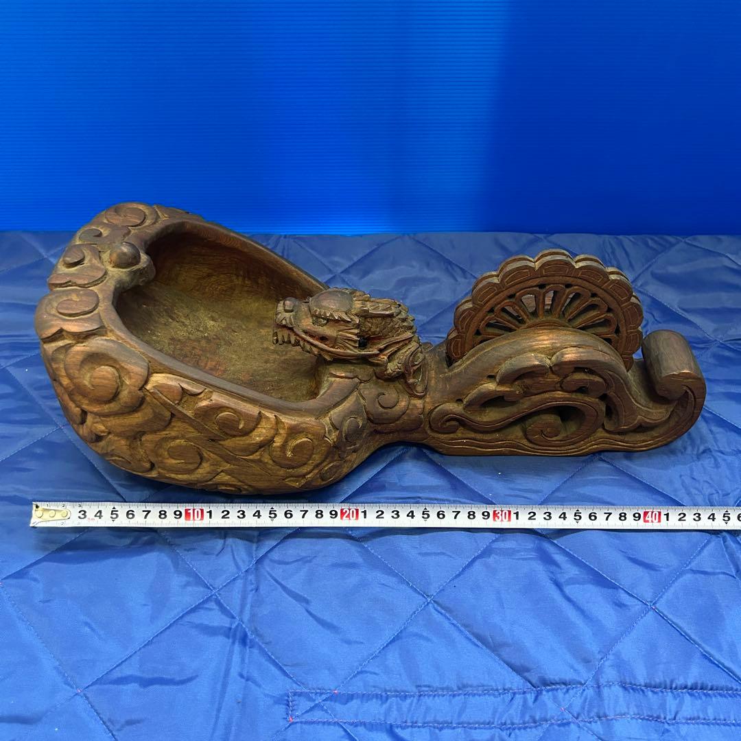 蔵出品① 木彫り 龍 墨壺 すみつぼ 墨壷 墨つぼ 工芸品