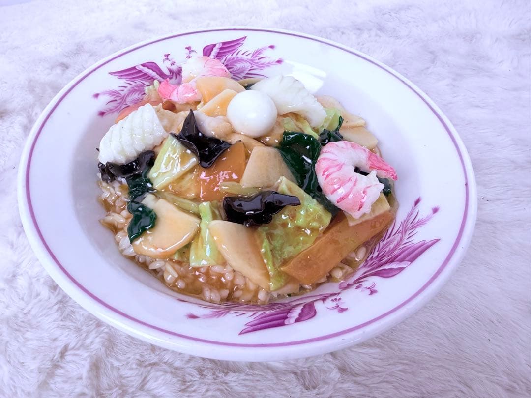 食品サンプル 中華丼 直径約21.5cm リアル 店舗ディスプレイ用