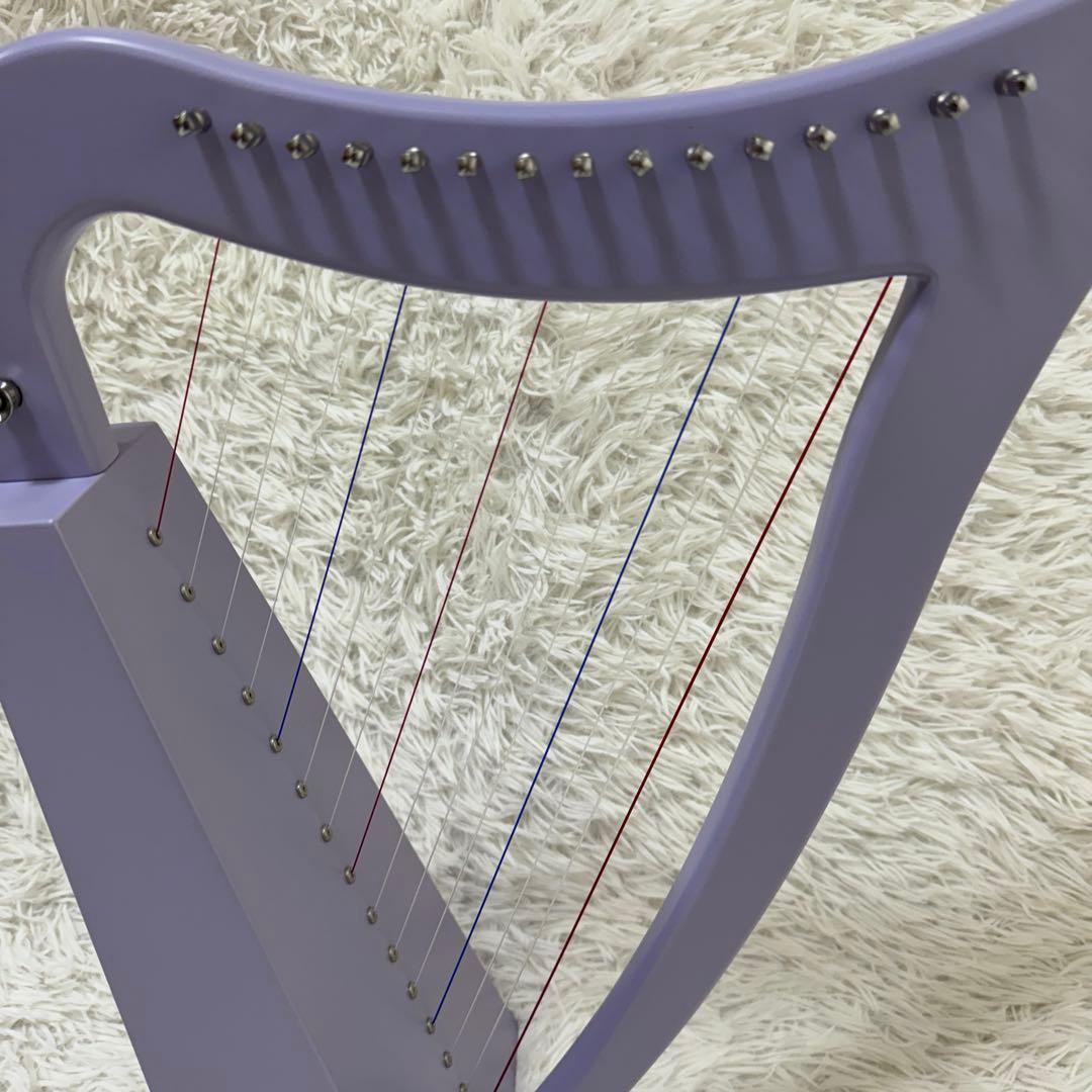 超軽量 パステルハープ パープル 15弦 ケース付き グレースハープ