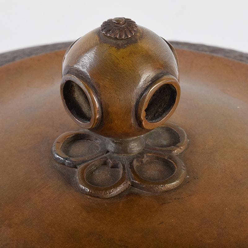 茶道具　釜師　畠春斎作　尻張形釜　鉄釜　ワラ釜敷付　共箱　M　R7824B