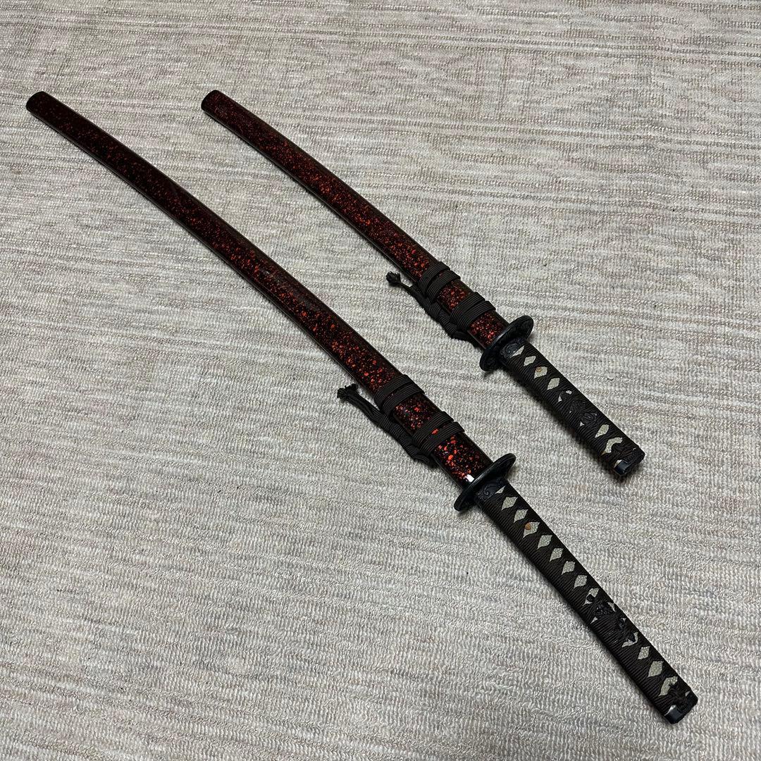 模造刀 黒赤鞘 二本セット