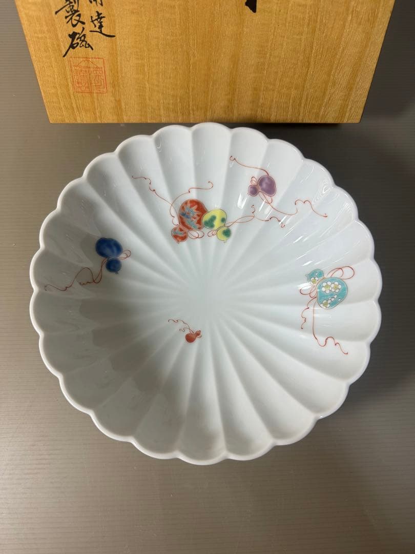 2417 深川製磁　花瓢箪　菊割鉢　未使用
