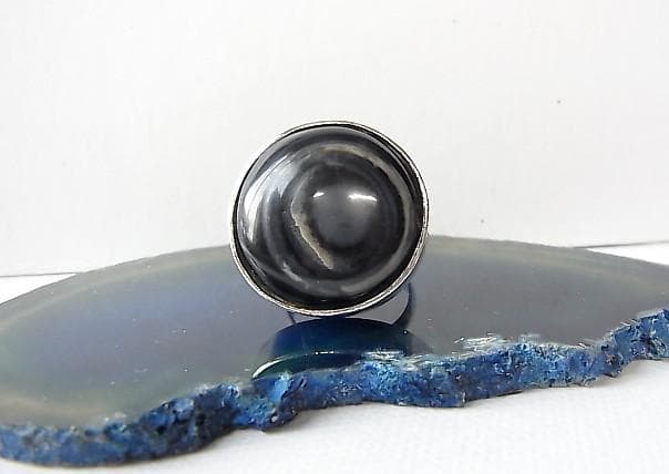 ★E1601★12号銀指輪　シルバーリング　(A36)　瑪瑙　眼文　ルクミック