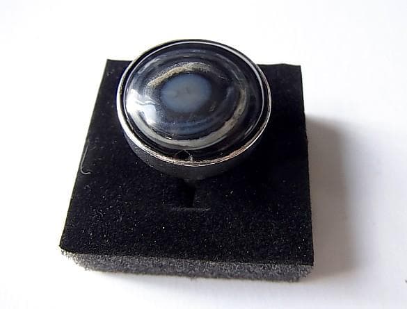 ★E1601★12号銀指輪　シルバーリング　(A36)　瑪瑙　眼文　ルクミック