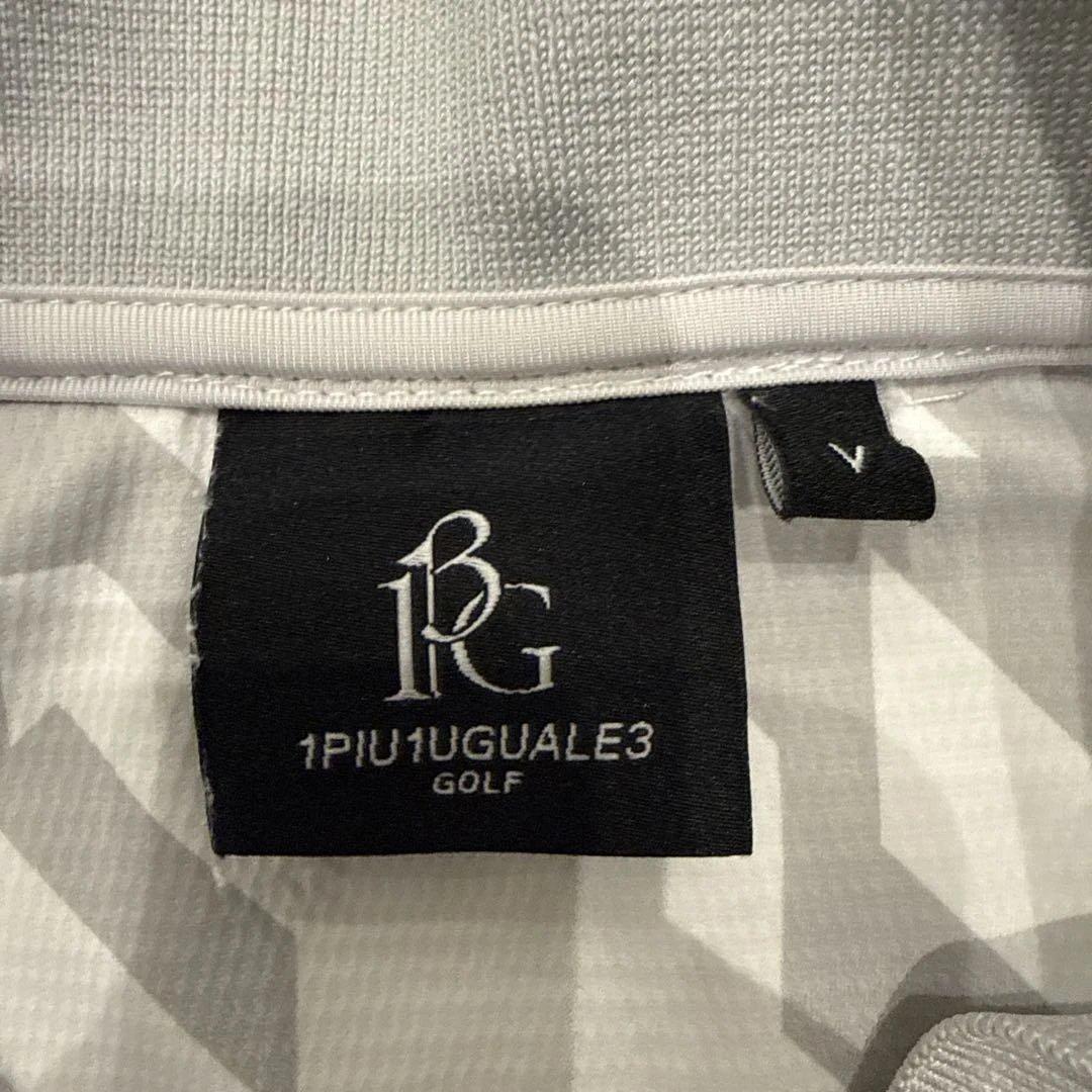 1PIU1UGUALE3 GOLF ポロシャツ ホワイト/グレー