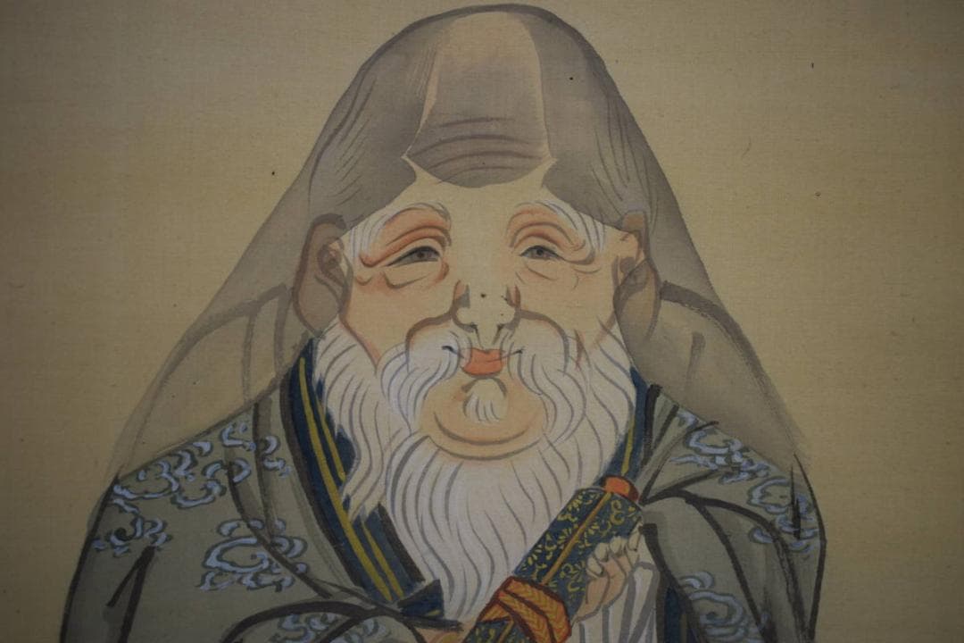 真作/松村景文/寿老人図/布袋屋掛軸HG-150