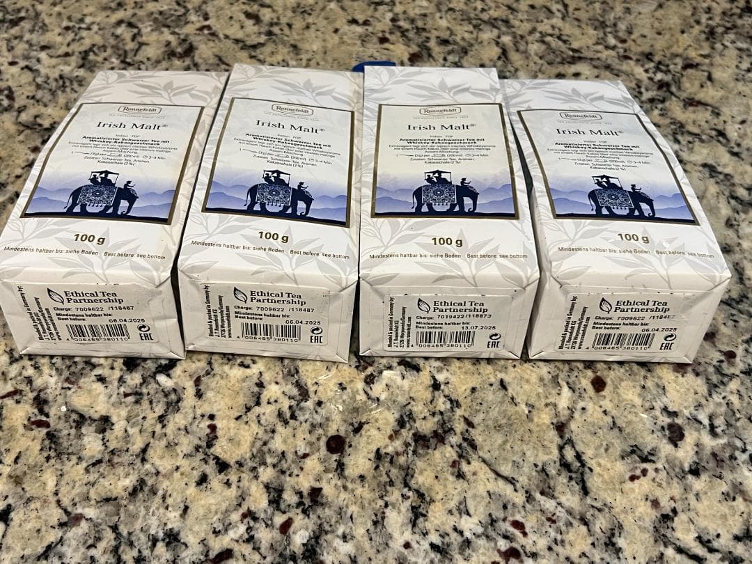 【新品未開封】ロンネフェルト社のアイリッシュモルト（4袋、クリップ付き）