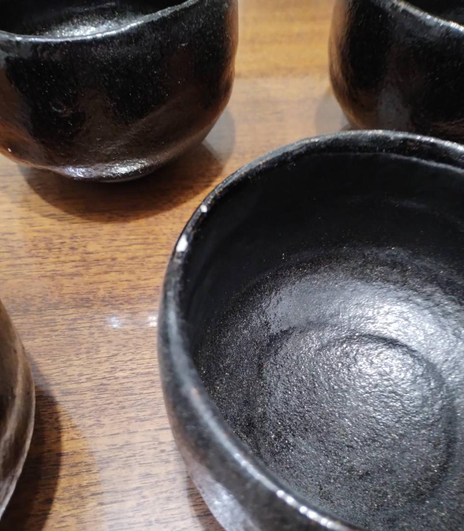 楽焼 5個まとめて 黒楽 抹茶茶碗 楽茶碗　茶道具