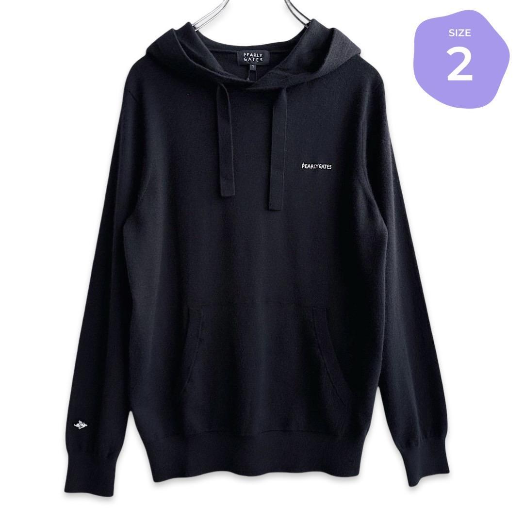 449 パーリーゲイツ 定価49,500円 カシミヤニットパーカー 紺 2 L