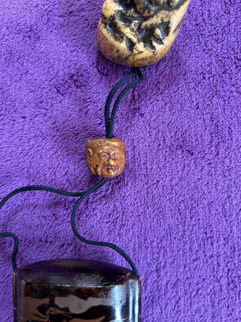 鳥の絵図 印籠 根付 銘有 インテリア 薬入れ 小物入れ アンティーク