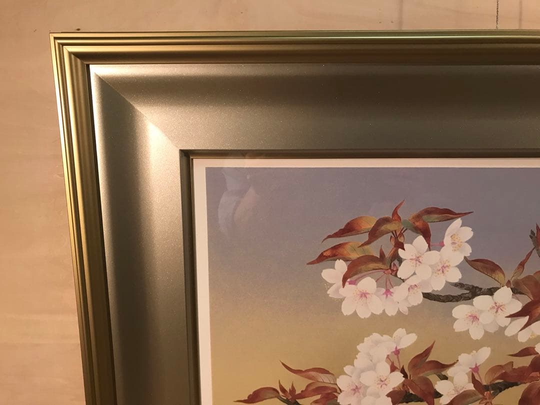 森田りえ子　「山桜」リトグラフ　直筆サイン・落款・エディション・作品証明シール有