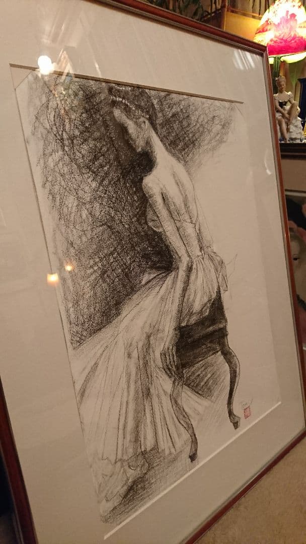 TOMI バレリーナ 鉛筆画 サイン  落款