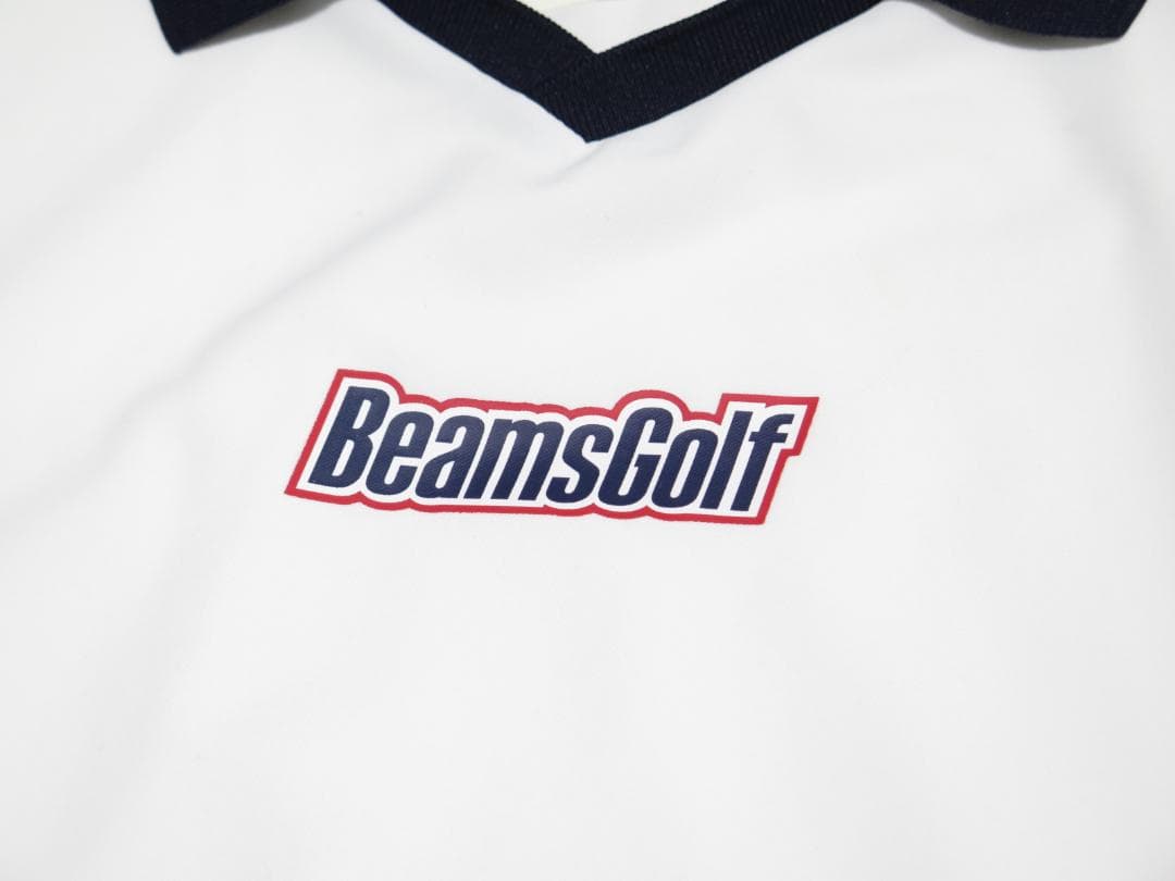 ⓂBEAMS GOLF ビームスゴルフ 襟付きVネックプルオーバーWHITE