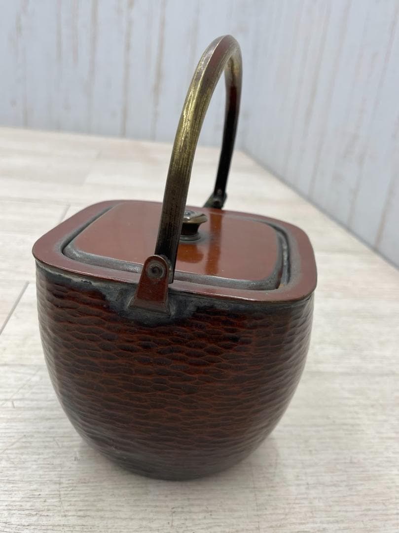 菊栄作 銅製 薬缶 打ち出し水注し 水次 茶道具 湯沸かし やかん