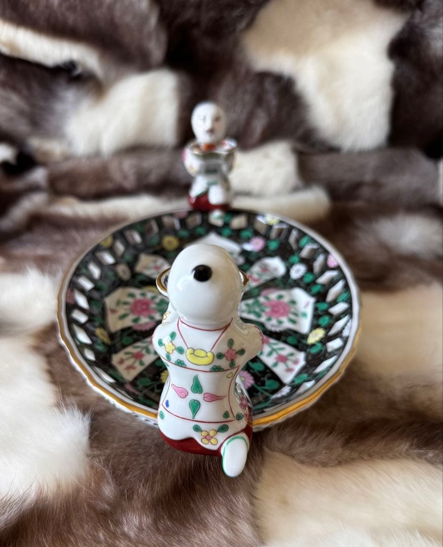 HEREND ヘレンド　西安の黒　29cm透かしディッシュ トレイ　マンダリン