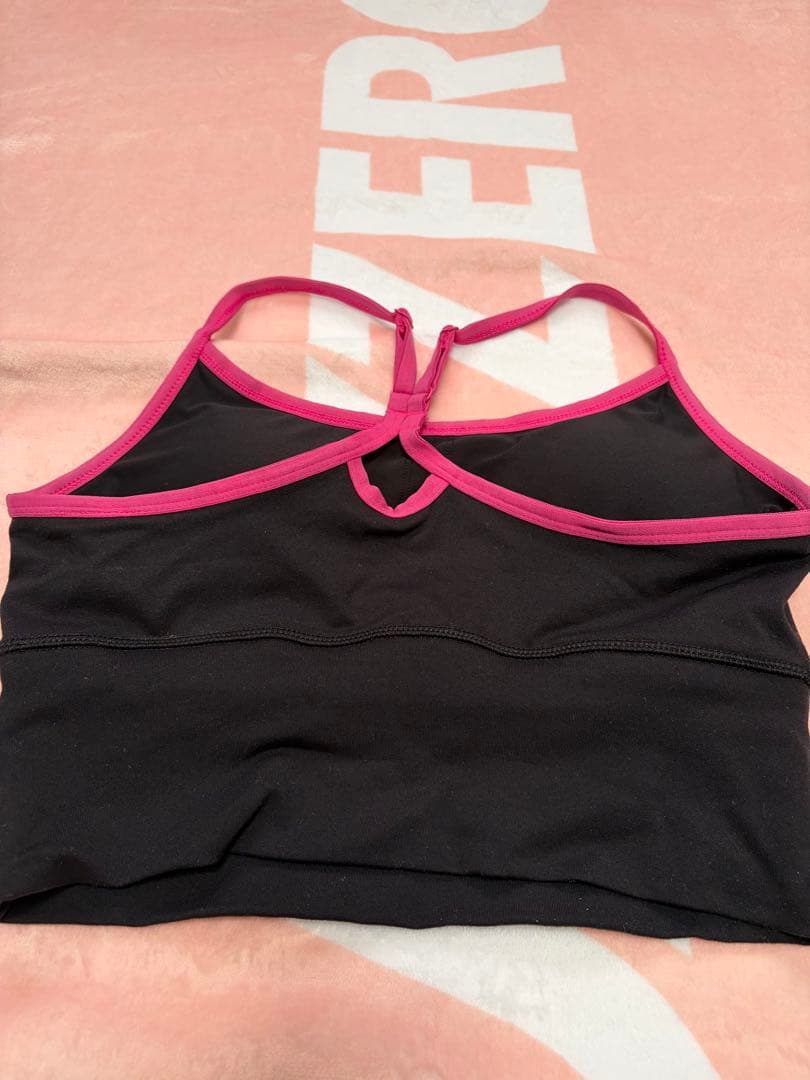 ジャザサイズ　レギンス　上下　セット③黒　ピンクロゴ　Jazzercise