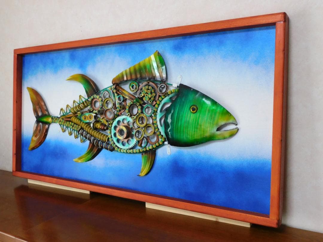 金属工芸 魚のアート作品 大