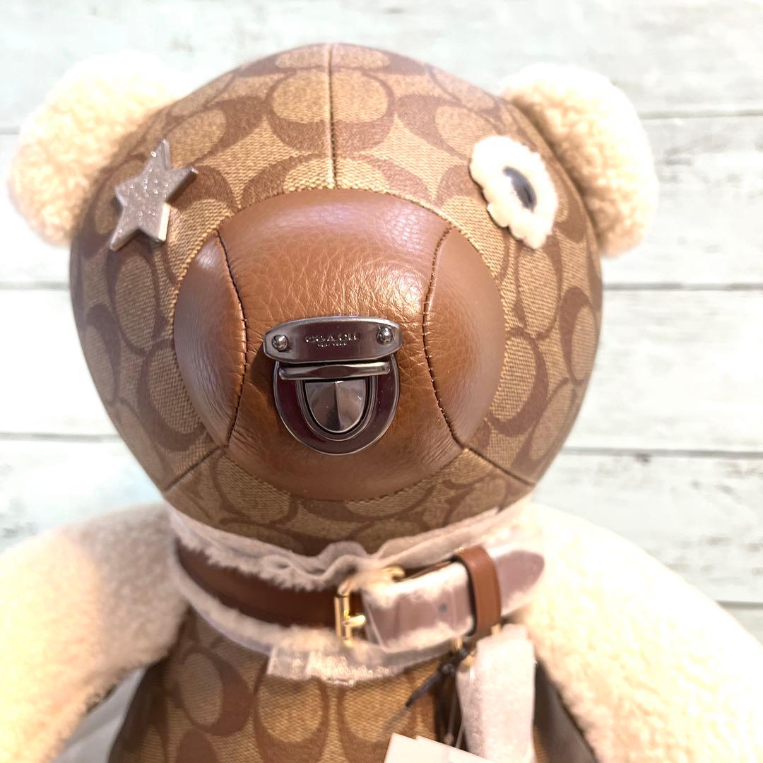 テディベア くま 超ビッグぬいぐるみ レザー 新品 ブランドプレゼント　コーチ