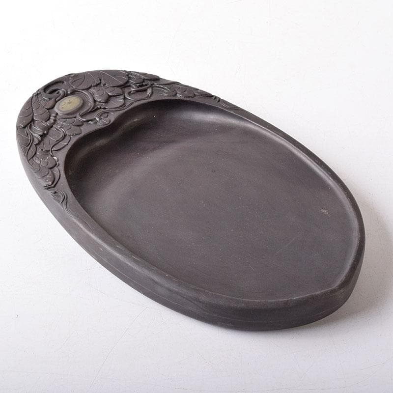 みむら　中国　書道具　花文　端渓硯　唐木箱　7694