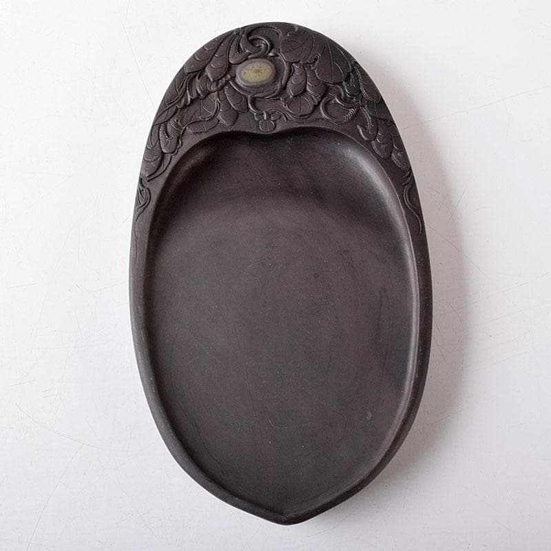 みむら　中国　書道具　花文　端渓硯　唐木箱　7694