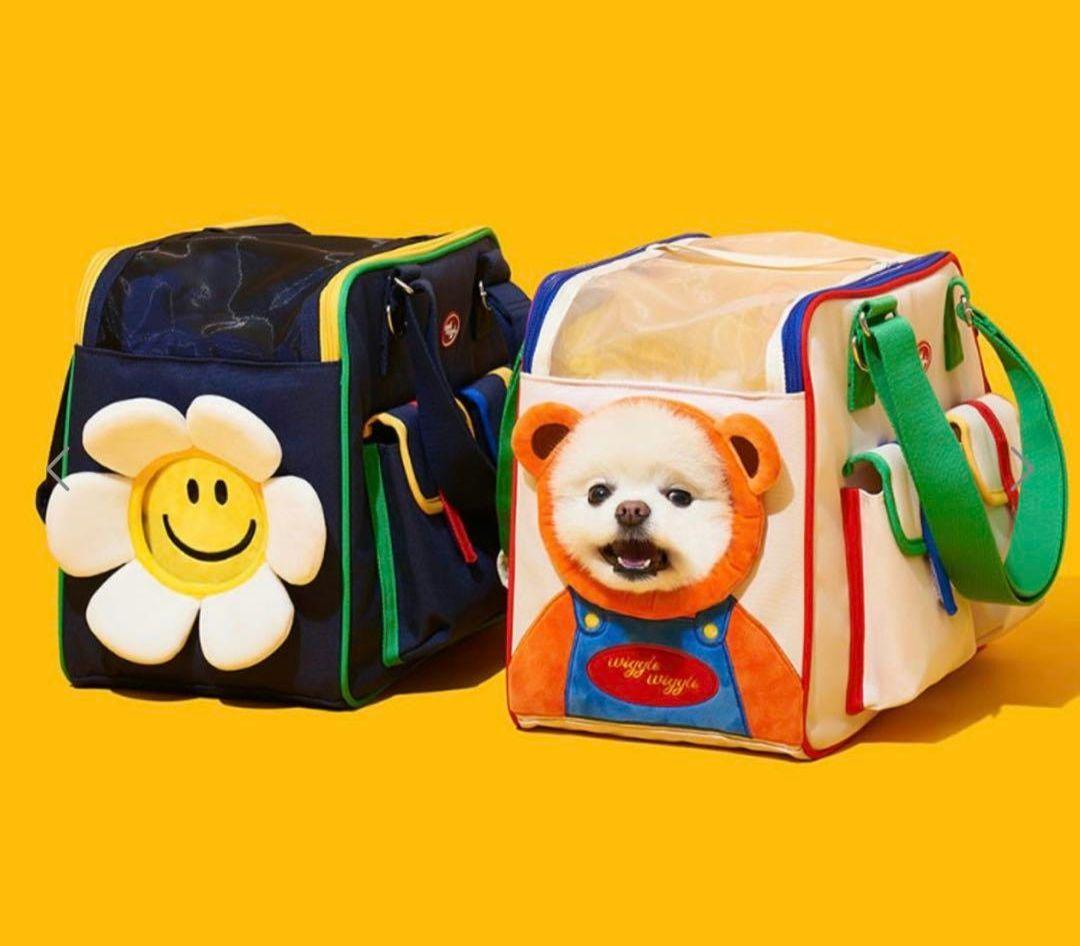 wiggle wiggle x pethroomコラボ 犬用 キャリーバッグ　紺