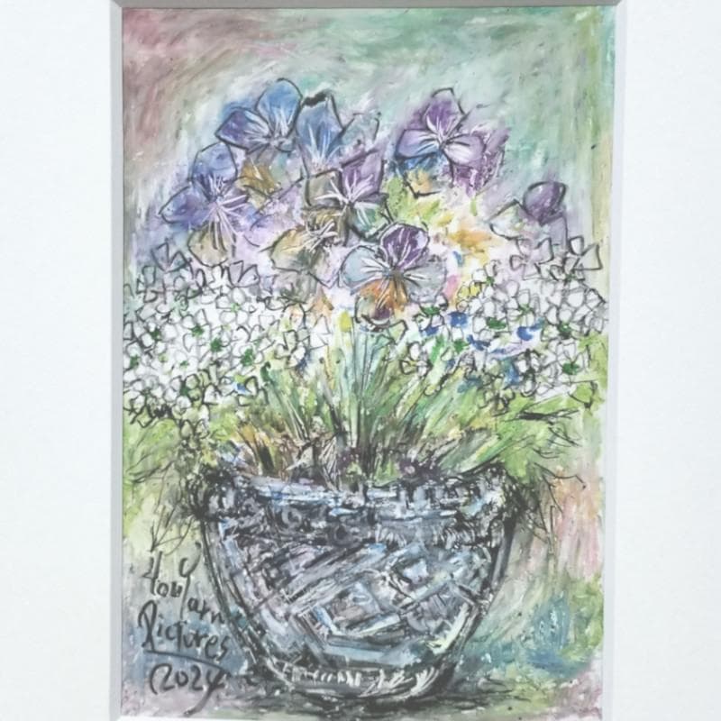 ☆松崎祐哉☆「 花 」肉筆　クレヨン画 　インチサイズ　新品！