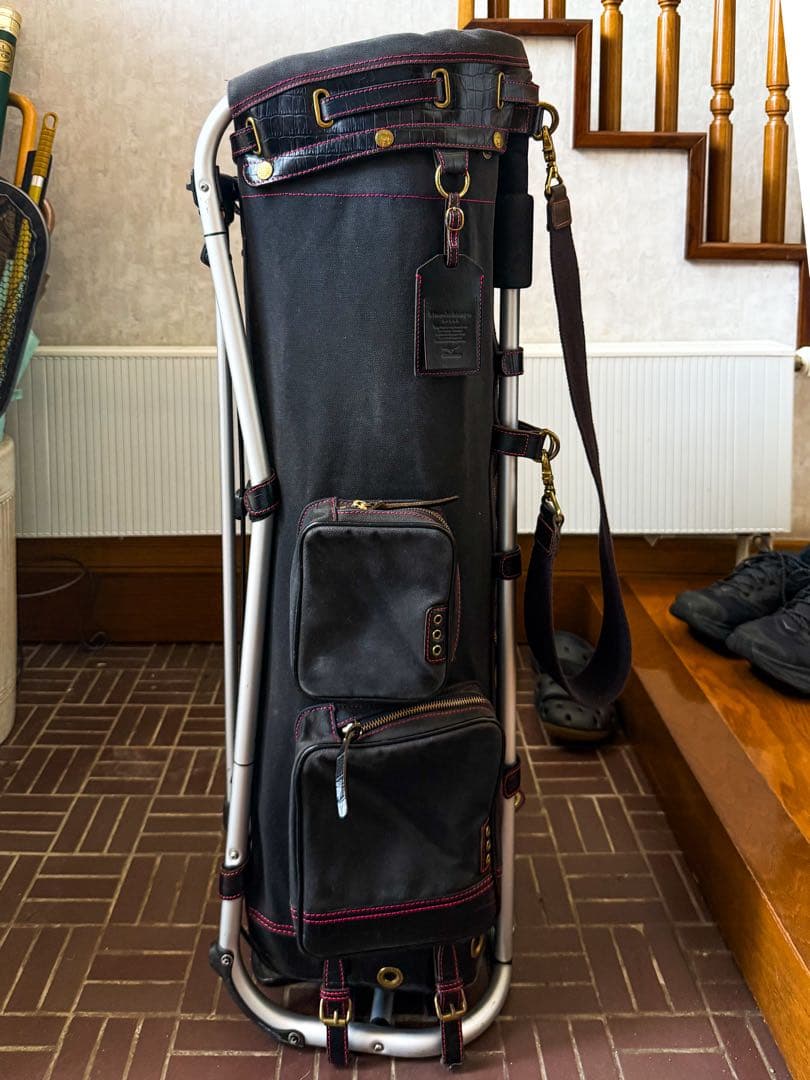 希少　木の庄帆布　ミズノ　フレームウォーカー　クロコスタンドキャディバッグ