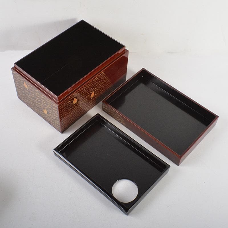 茶道具　漆塗　利休形　茶箱　茶碗　香合など　五点　一式　共箱　M　R6194