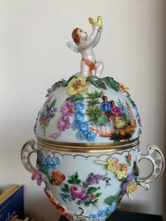 アンティークドレスデン　天使の壺