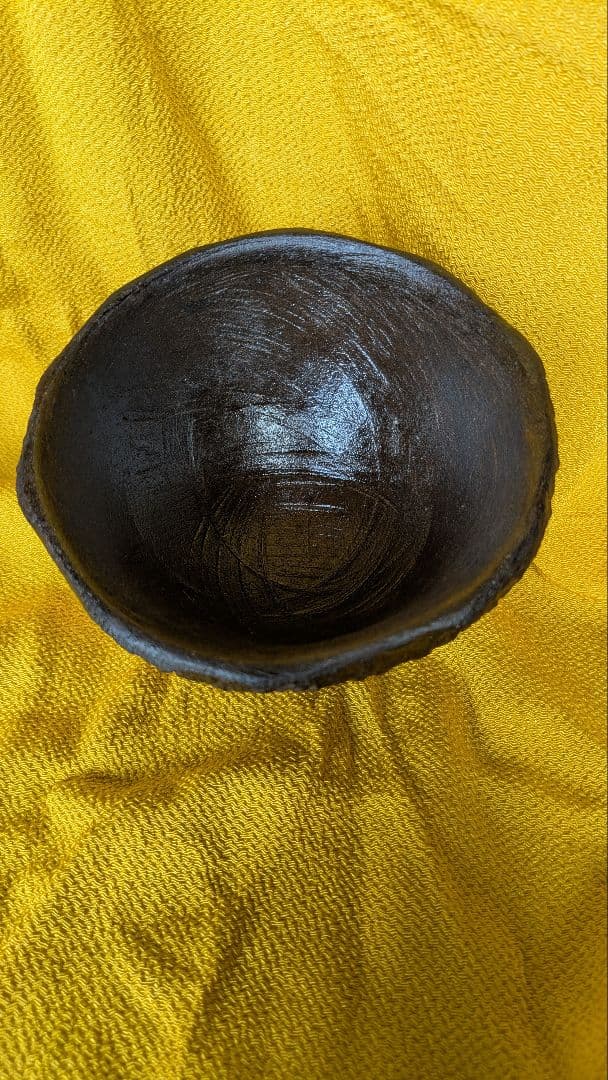 漆石器、茶碗、石茶碗、自然石茶碗、安山岩茶碗、倉田辰彦作、石の器、日本人彫刻