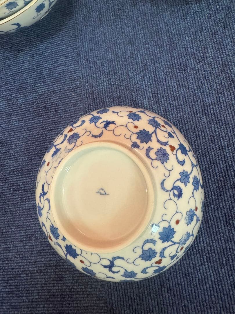 1699 深川製磁　花柄中鉢　8客　16cm 金彩