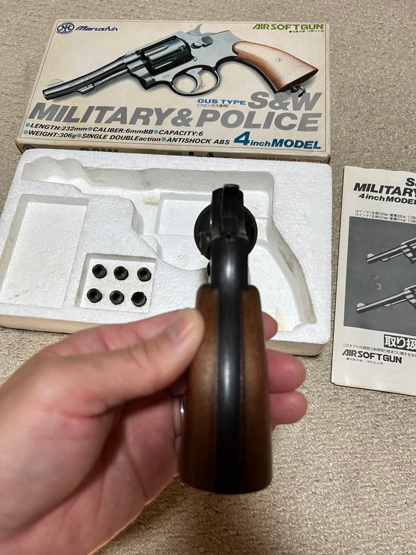 ネ*☆様 当時物 昭和マルシン　S&W ミリタリー&ポリス　4インチモデル　箱・