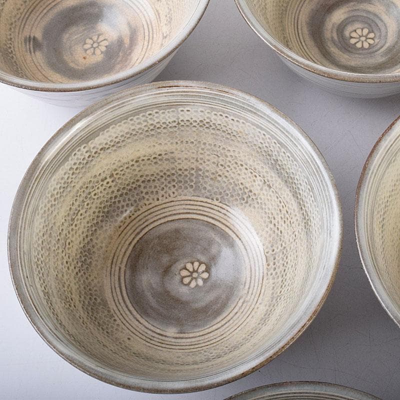 リンゴスパンキー 　京焼　玉欽作　三島手　数茶碗　十客　共箱　8535D