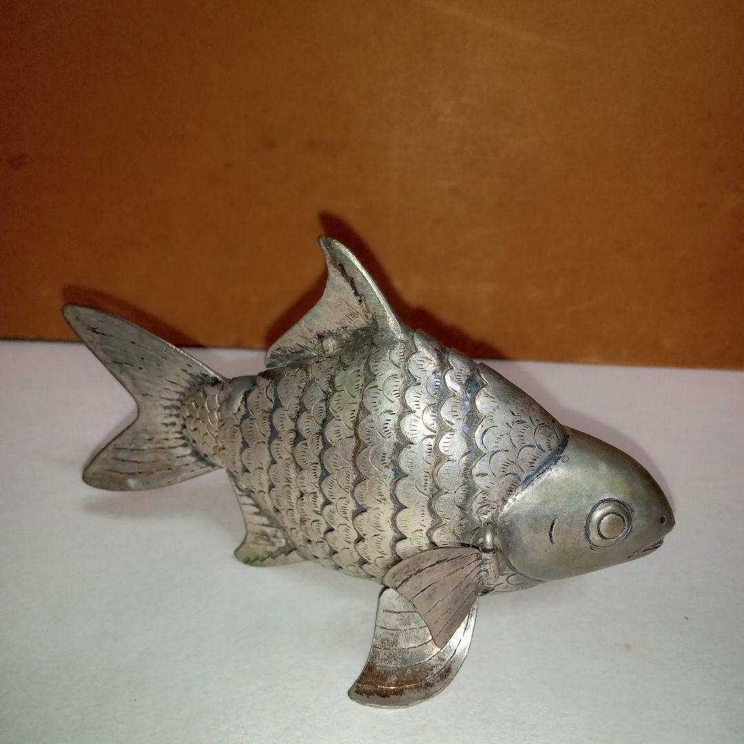 銀製自在置物金工細工　小