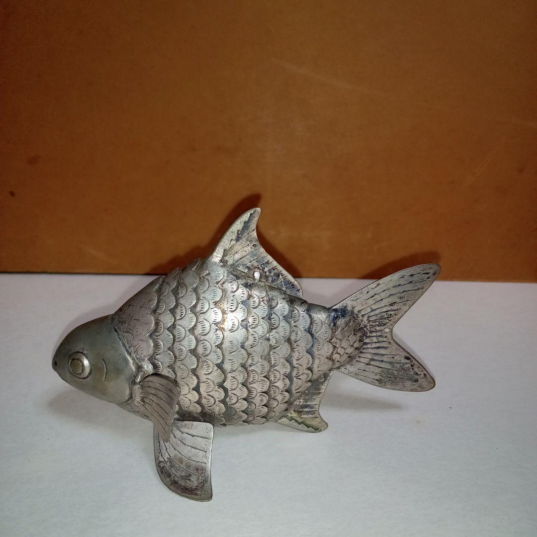 銀製自在置物金工細工　小