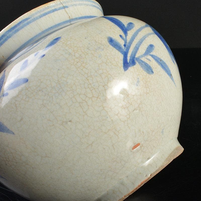 李朝　染付　花卉文　壷　花瓶　C　6288