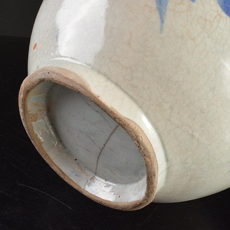 李朝　染付　花卉文　壷　花瓶　C　6288