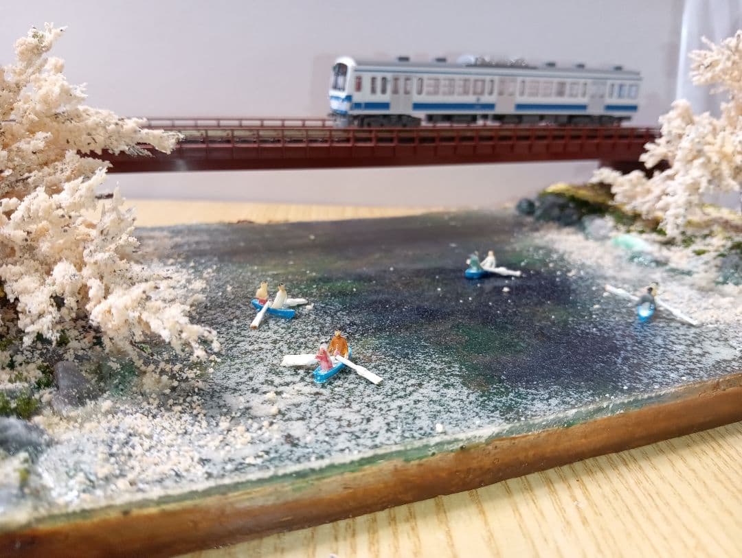 Nゲージ 鉄道模型 桜の風景ジオラマ（その4)